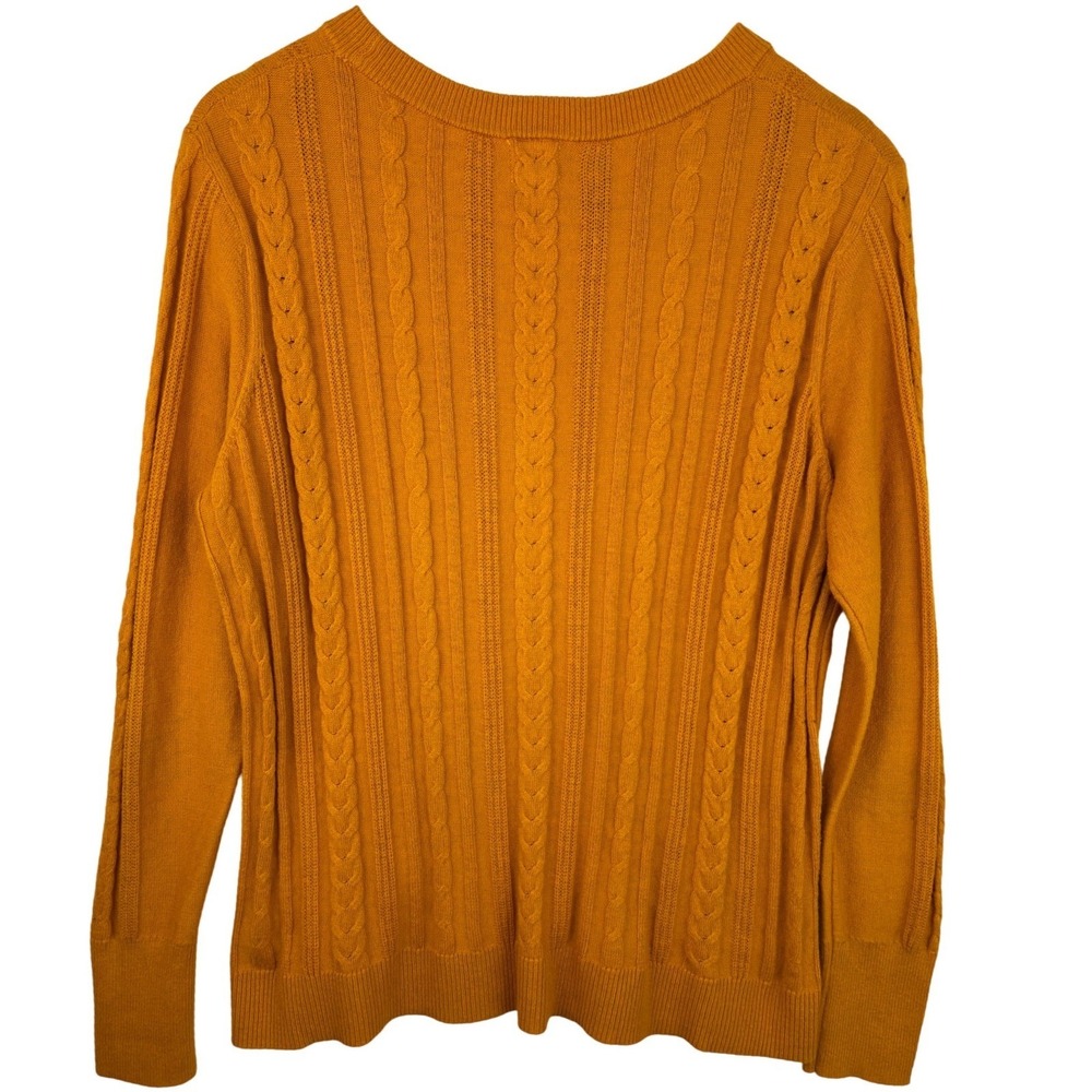 a new day Mustard Cable Knit Sweater Women's Large Cotton Blend Cozy Fall - Picture 5 of 7